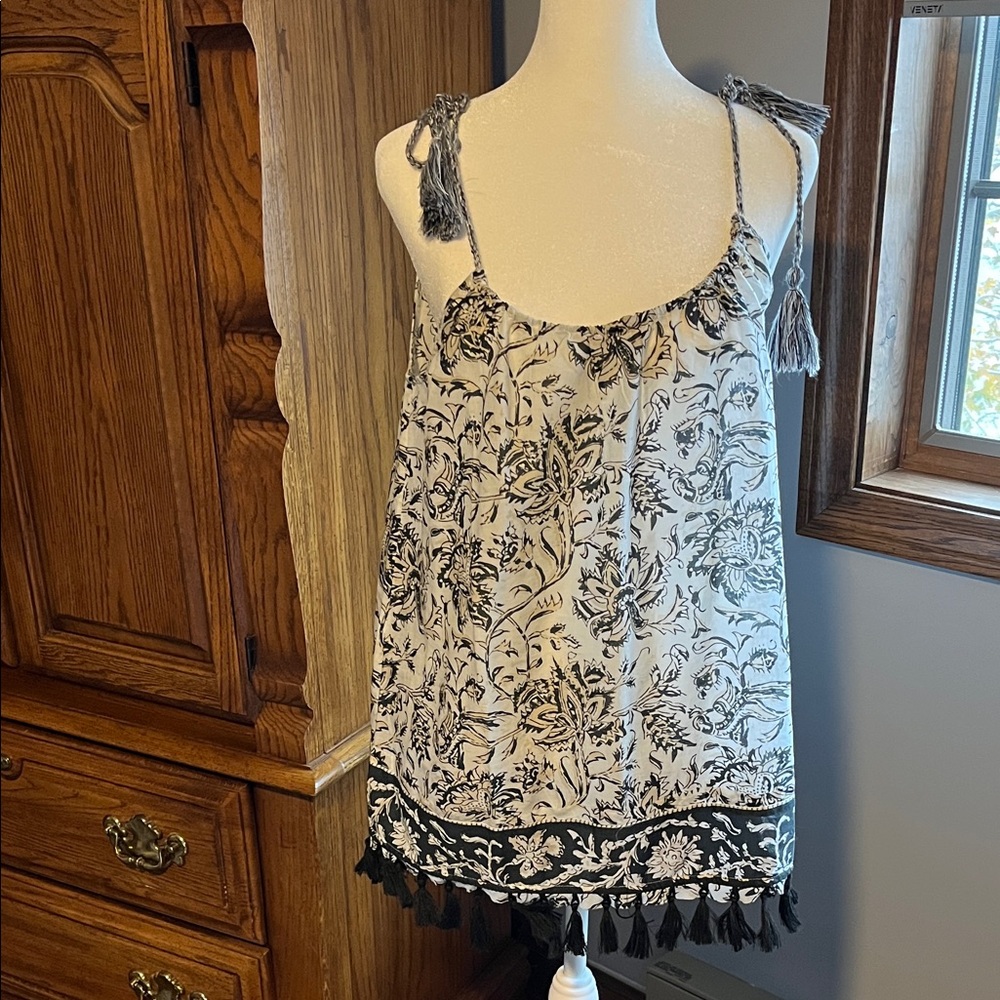 Sundance Black and White Floral Blouse